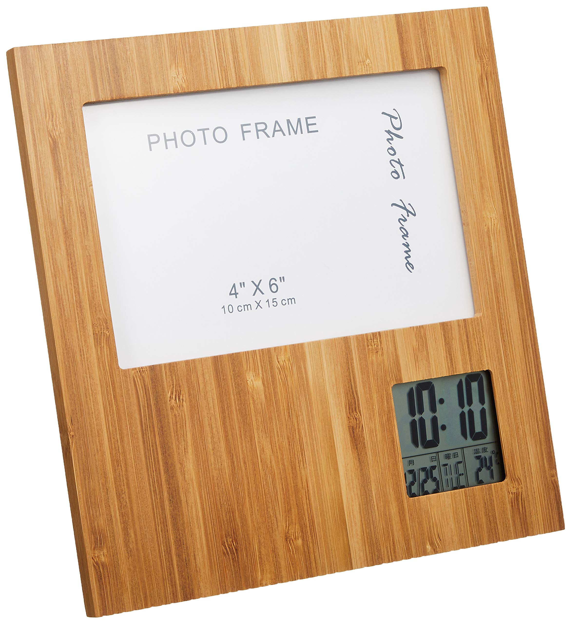 Amazon.co.jp: ADESSO(アデッソ) フォトフレーム時計 デジタル 竹の